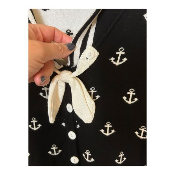 Banned Apparel Retro Pinup Style Anchors Away Sailor Sweater Blk/Wht Sz S - Picture 6 of 8